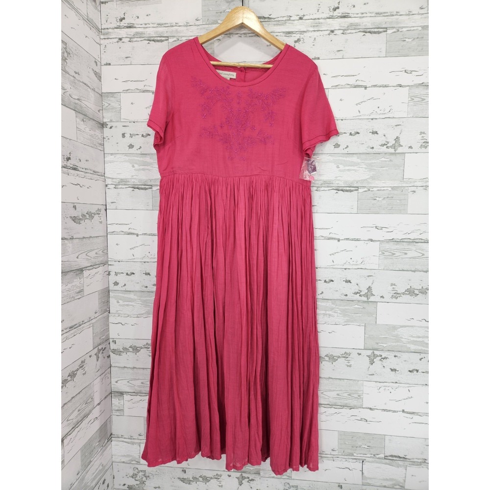 Vintage Real Comfort Womens 12 Embroidered Broomstick Skirt Cottage Dress